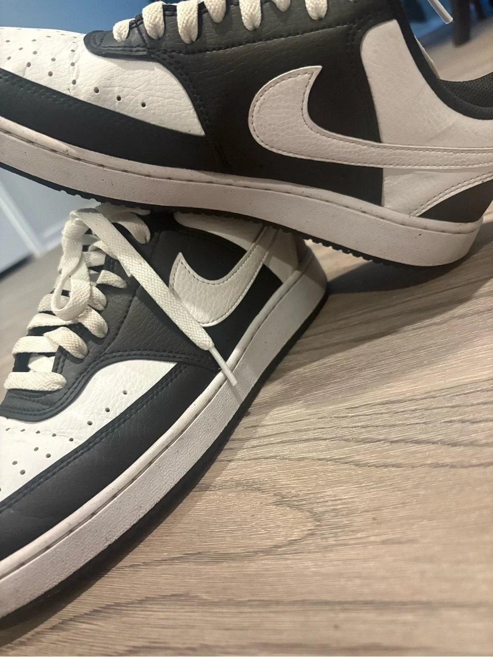 Nike Women’s Black and White Low-Top Sneakers with White Swoosh